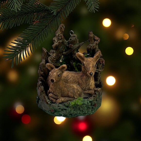 Silvestri Deer Christmas Ornament Fawn and Doe With Forest Design - Picture 2 of 10